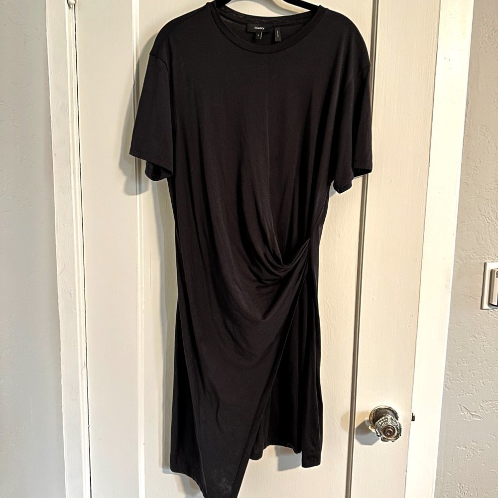 L Theory back faux wrap dress
